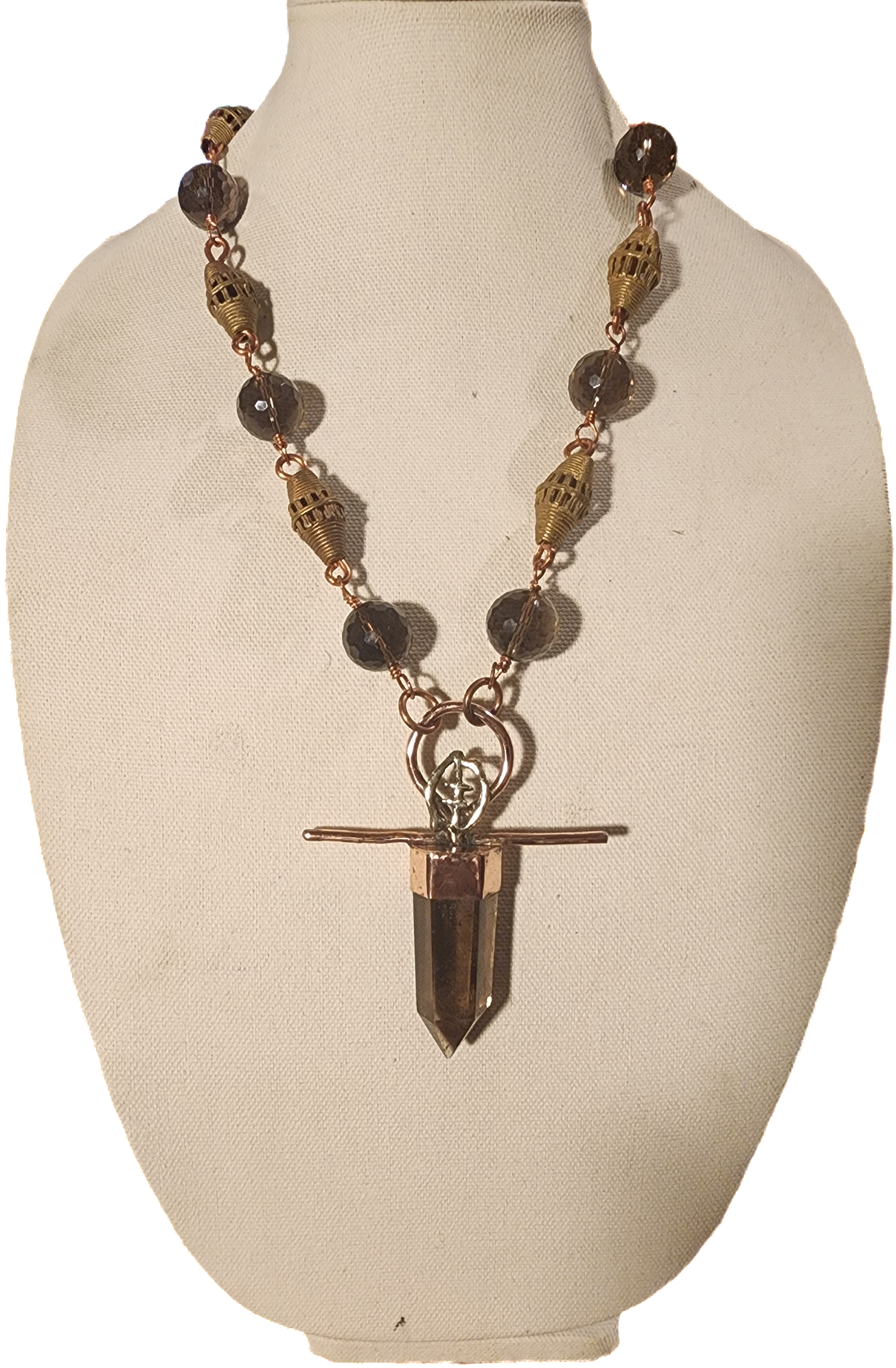 Smoky Quartz Ankh Necklace