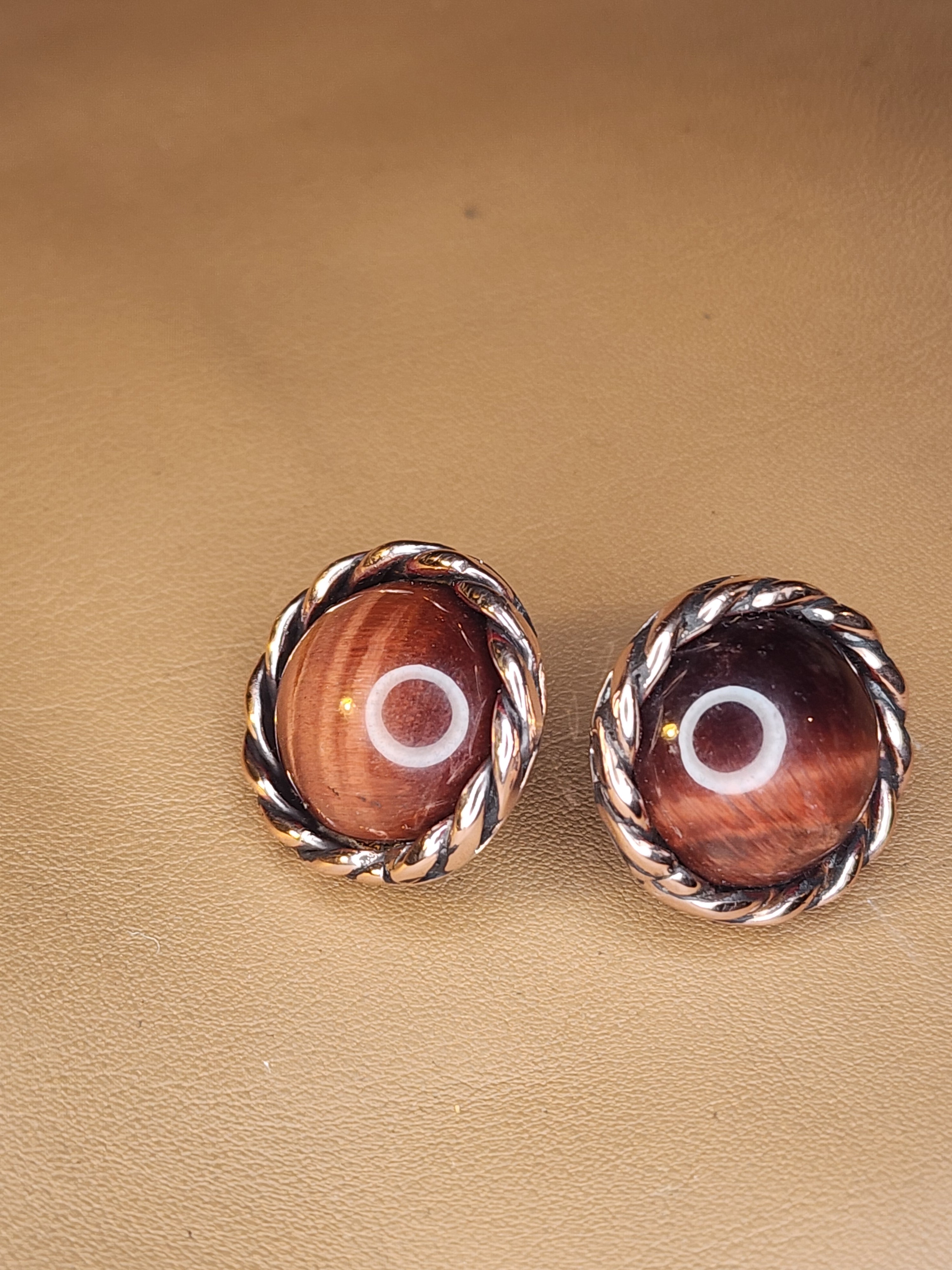 Red Tigers Eye Studs