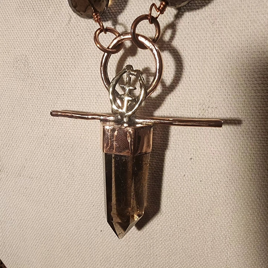 Smoky Quartz Ankh Necklace
