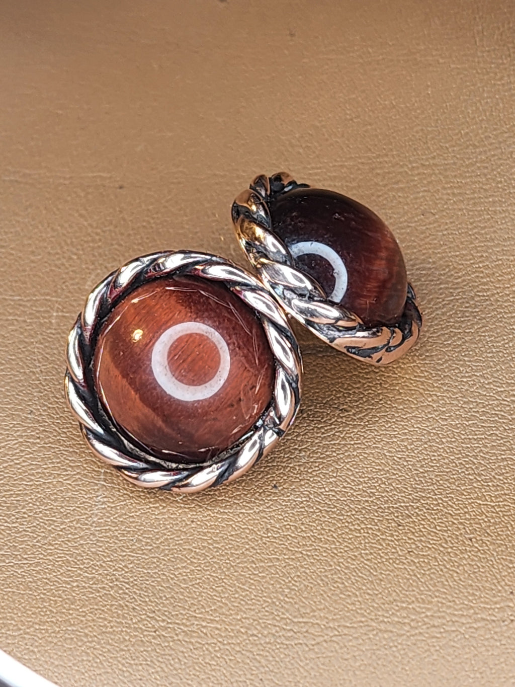 Red Tigers Eye Studs