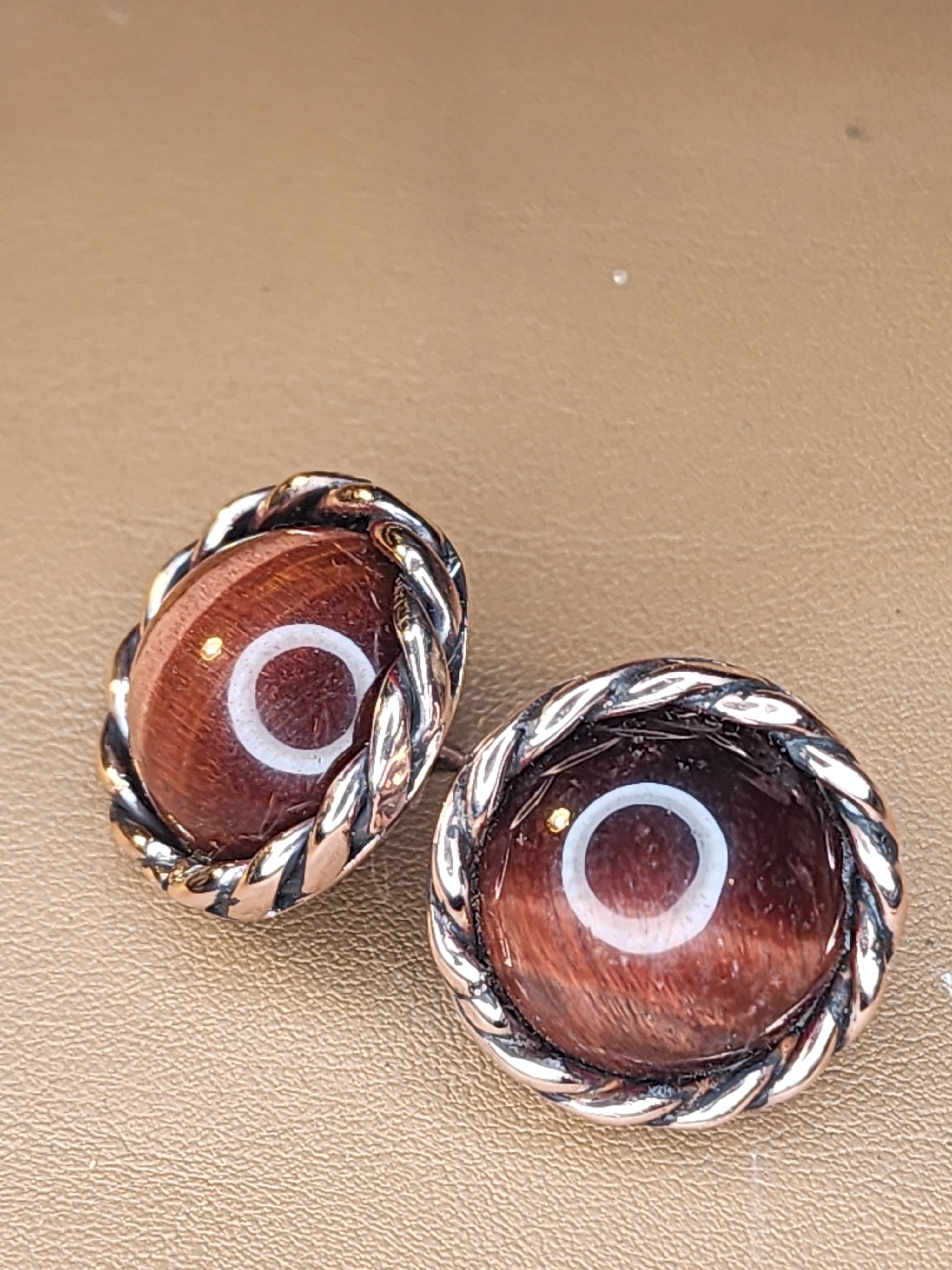 Red Tigers Eye Studs