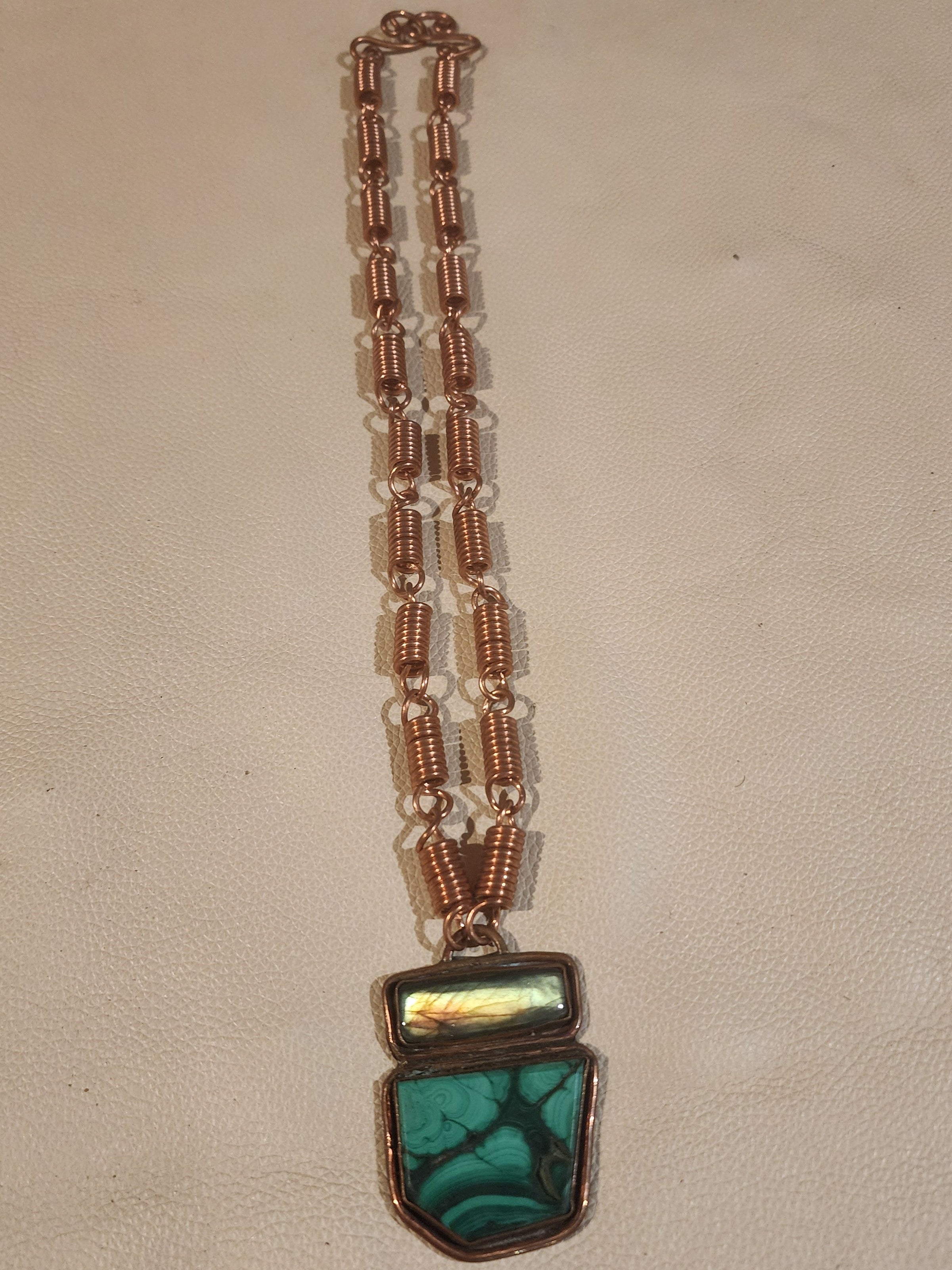 Malachite & Labradorite Shield Necklace